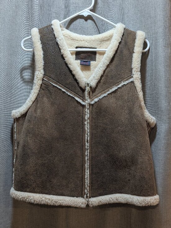 Ralph Lauren Jackets & Blazers - Vintage 1989 Ralph Lauren Shearling Lamb Fur Suede Vest L Brown Full Zip V Neck